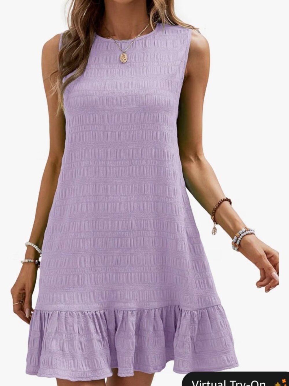 Soly Hux Lavender Sleeveless Ruffle Hem Mini Dress - Size XL